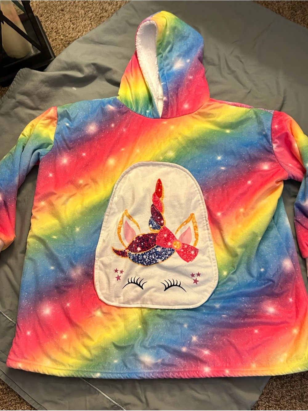 Kids Rainbow Unicorn Hooded Pullover